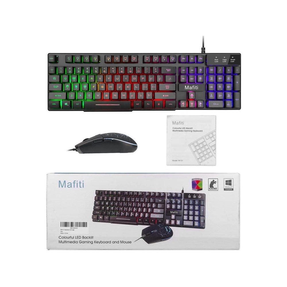 NEW Mafiti Colorful Backlit Gaming Keyboard with mouse